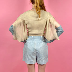 1930s Crinkle Silk Chiffon Wrap Blouse