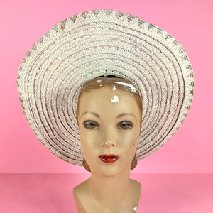 XL 1930s Wide Brim White Straw Hat