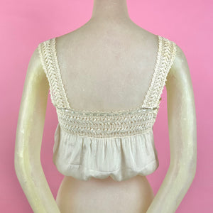 1910s Silk Corset Cover w/ Hand Crochet Yoke