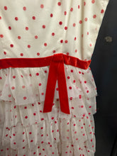 Load image into Gallery viewer, 1950s flocked polka dot organza ruffled gown
