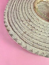 Load image into Gallery viewer, XL 1930s Wide Brim White Straw Hat
