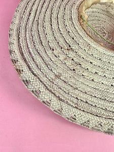 XL 1930s Wide Brim White Straw Hat