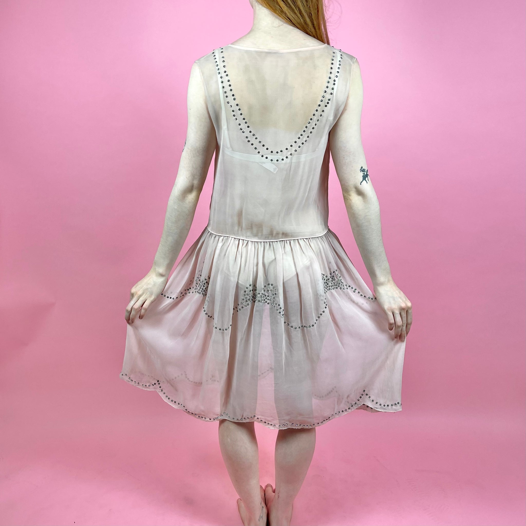 1920s Silk Chiffon Dress w/ Rhinestone Bows – Moonbaby Vintage 1920s Silk Chiffon Dress w/ Rhinestone Bows – Moonbaby Vintage