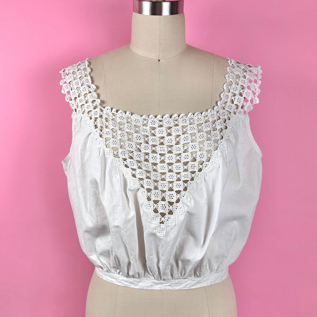 Edwardian Corset Cover w/ Crochet V Neck