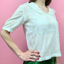 Load image into Gallery viewer, Fuzzy Embroidered 1930s Blouse W/ Ruffled Collar
