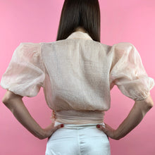 Load image into Gallery viewer, 1930s Printed Silk Organdy Blouse With Puff Sleeves
