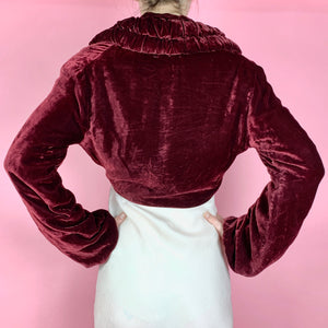 1930s Jean Patou Couture Adaptation Silk Velvet Cropped Jacket