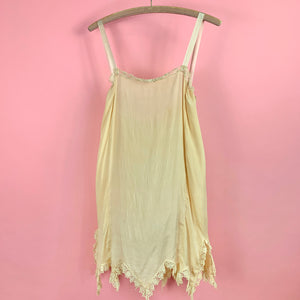 1920s Silk Step-In w/ Zig Zag Hem, Lace Trim & Pleating