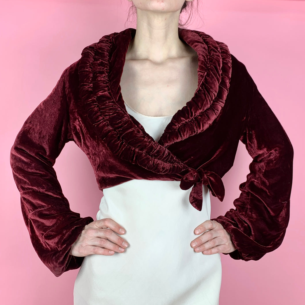 1930s Jean Patou Couture Adaptation Silk Velvet Cropped Jacket