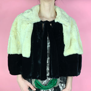 1930s Ermine & Velvet Deco Evening Capelet