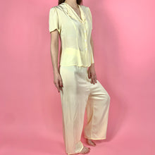 Load image into Gallery viewer, 1940s &quot;Artemis&quot; Butter Yellow Rayon Lounge/Pajama Set w/ Embroidery
