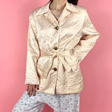 Load image into Gallery viewer, 1940s Blush Pink Quilted Satin Robe
