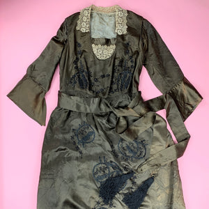 Early 1920s Beaded & Embroidered Silk Charmeuse Dress
