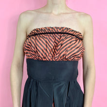 Load image into Gallery viewer, 1940s Strapless Striped Rayon Tafetta Dress With Matching Shawl
