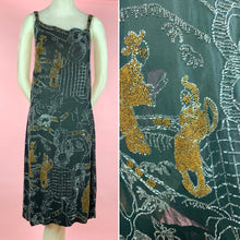 Load image into Gallery viewer, 1920s Silk Chiffon Flapper Dress With Chinese Style Glass Beading
