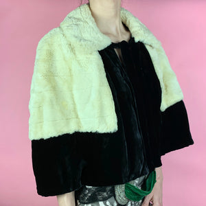 1930s Ermine & Velvet Deco Evening Capelet