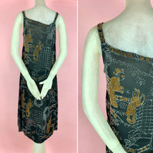 Load image into Gallery viewer, 1920s Silk Chiffon Flapper Dress With Chinese Style Glass Beading
