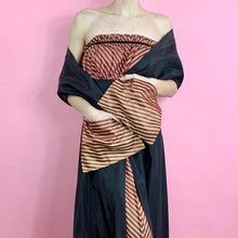 Load image into Gallery viewer, 1940s Strapless Striped Rayon Tafetta Dress With Matching Shawl
