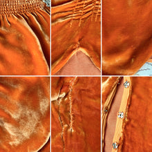 Load image into Gallery viewer, 1930s Tangerine Silk Velvet Blouse With Rhinestones
