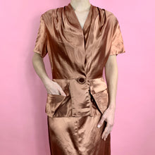 Load image into Gallery viewer, 1940s Copper Rayon Satin 2 Piece Suit
