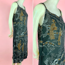 Load image into Gallery viewer, 1920s Silk Chiffon Flapper Dress With Chinese Style Glass Beading
