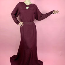 Load image into Gallery viewer, 1930s Burgundy &amp; Metallic Silk Crepe Gown With Keyhole
