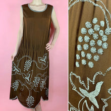 Load image into Gallery viewer, 1920s Silk Crepe Dress With Glass Beaded Grapes
