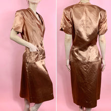 Load image into Gallery viewer, 1940s Copper Rayon Satin 2 Piece Suit
