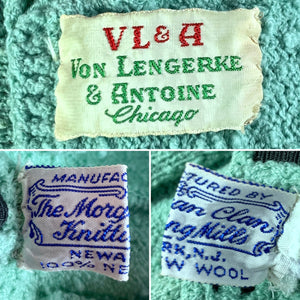 Early 1940s Von Lengerke & Antoine Seafoam Knit Sportswear Set