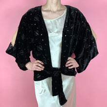Load image into Gallery viewer, 1930s Eyelet Silk Velvet Jacket With Cutout Sleeves
