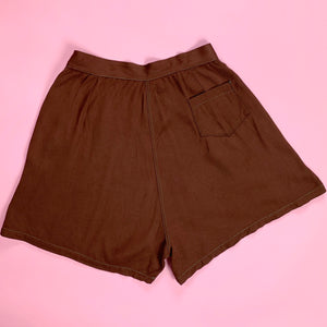 Early 1940s Cinnamon Gaberdine Side Button Shorts