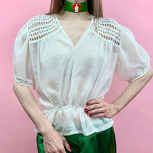 Load image into Gallery viewer, 1930s Parachute Silk And Crochet Blouse
