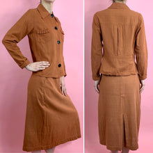 Load image into Gallery viewer, 1930s Slubbed Linen 2 Piece Suit With Chunky Buttons
