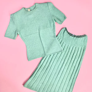 Early 1940s Von Lengerke & Antoine Seafoam Knit Sportswear Set