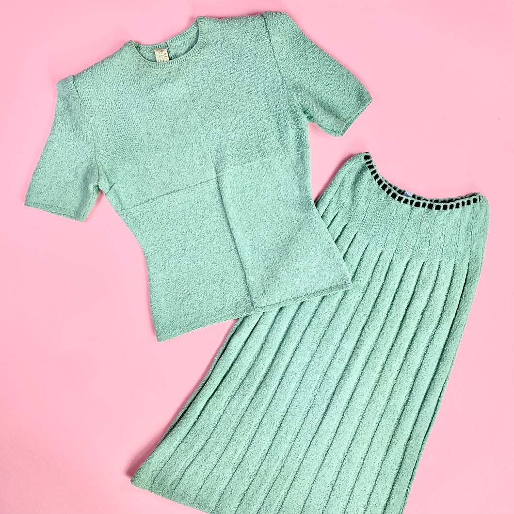 Early 1940s Von Lengerke & Antoine Seafoam Knit Sportswear Set