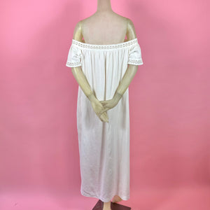 Victorian 1860s Off Shoulder Chemise Dress w/ Ric Rac Trim