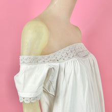 Load image into Gallery viewer, Victorian 1860s Off Shoulder Chemise Dress w/ Crochet Lace
