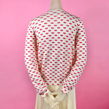 Load image into Gallery viewer, Archival Prada Lip Print Cardigan Sweater w/ Ruffles
