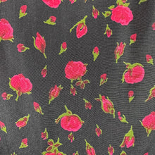 Load image into Gallery viewer, 1940s/1950s Rose Print Silk Wiggle Dress w/ Wide Velvet Neckline
