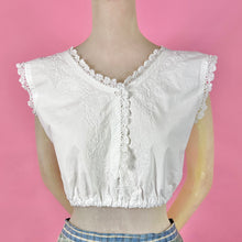 Load image into Gallery viewer, Edwardian Corset Cover w/ Lace Trim &amp; Squiggly Soutache Embroidery
