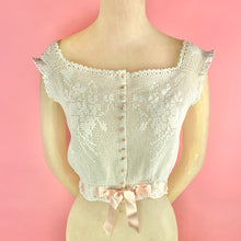 Load image into Gallery viewer, 1910s Crochet Lace Corset Cover w/ Ribbons
