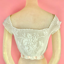 Load image into Gallery viewer, 1910s Crochet Lace Corset Cover w/ Ribbons
