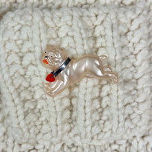 Load image into Gallery viewer, 1940s Frosty Pink Bulldog w/ Heart Collar Brooch
