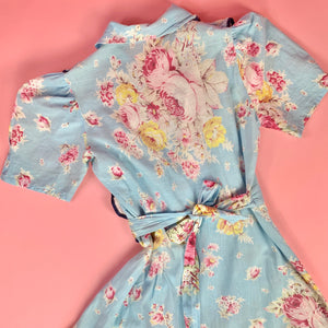 1930s Floral Wrap Dress With Ruffles