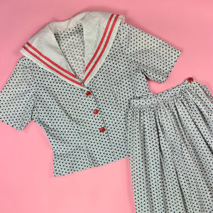 1930s Amoeba Calico Print 2 Pc Sailor Set