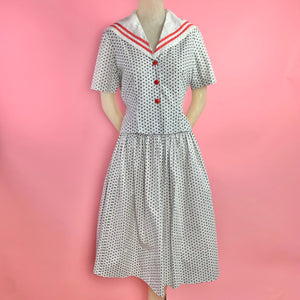 1930s Amoeba Calico Print 2 Pc Sailor Set