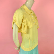 Load image into Gallery viewer, 1930s Silk Chiffon Blouse w/ Pintucks &amp; Flutter Sleeves
