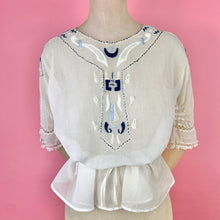 Load image into Gallery viewer, Edwardian/ 1910s Blouse w/ Masonic Sword &amp; Moon Embroidery
