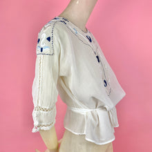 Load image into Gallery viewer, Edwardian/ 1910s Blouse w/ Masonic Sword &amp; Moon Embroidery
