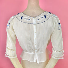 Load image into Gallery viewer, Edwardian/ 1910s Blouse w/ Masonic Sword &amp; Moon Embroidery
